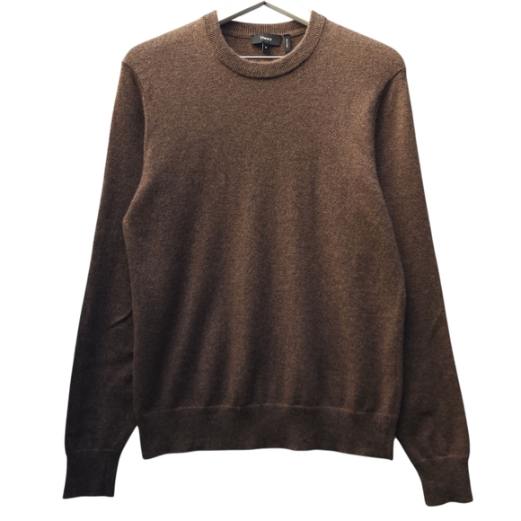 Theory Hilles Cashmere Crew Sweater In Brownwood Melange - Picture 2 of 9